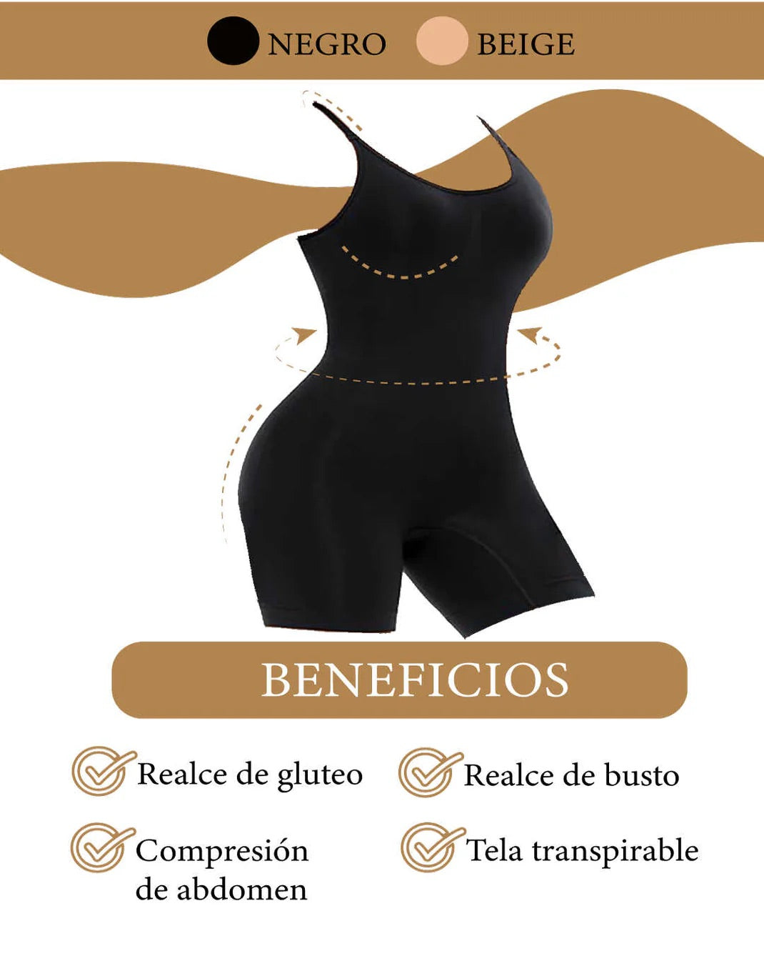 FAJA COLOMBIANA TEJIDA DE PIERNA CORTA CON TIRAS