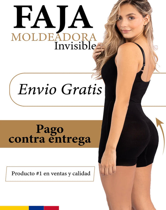 FAJA COLOMBIANA TEJIDA DE PIERNA CORTA CON TIRAS